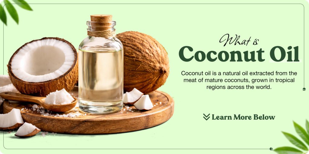 What is Coconut Oil
Coconut oil is a natural oil extracted from the meat of mature coconuts, grown in tropical regions across the world.